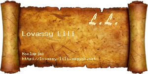 Lovassy Lili névjegykártya